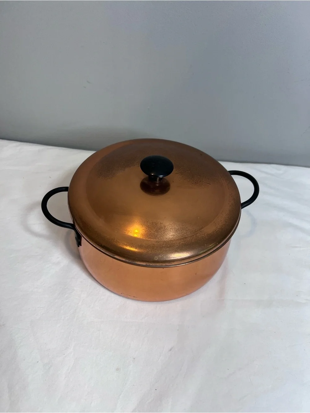 Coppercraft Guild 8” copper pot casserole server serving with a lid